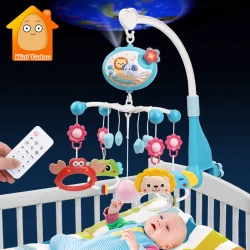 Baby Crib Mobile Rattle Toy For 0-12 Months Infant Rotating Musical Projector Night Light Bed Bell Educational For Newborn Gift